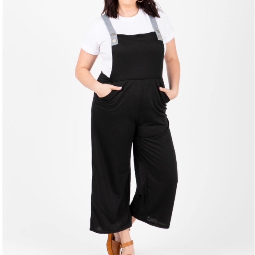 Janelle Contrast Button Overalls, XL